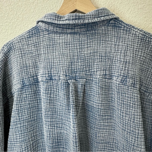 Magaschoni Organic Cotton Gauze Button-Up Shirt – Blue L - Picture 9 of 10